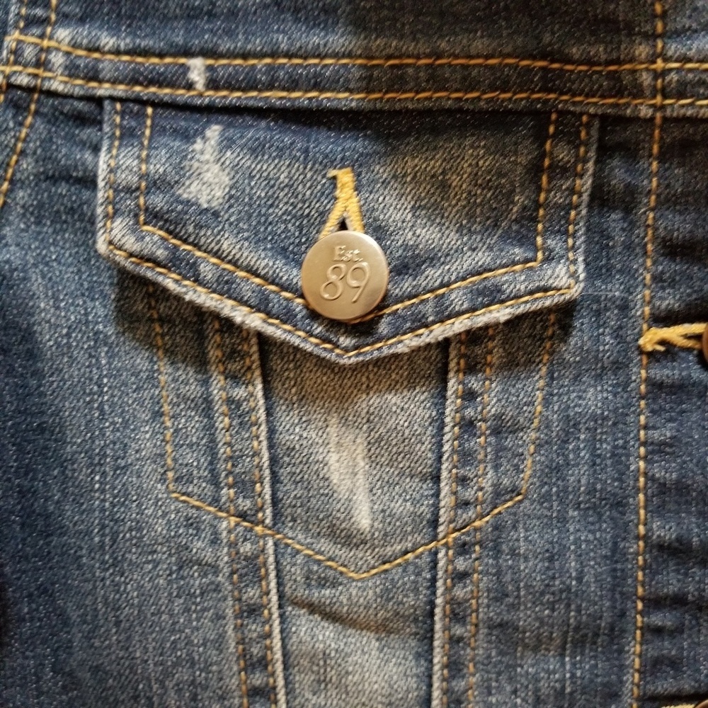 Girls The Childrens Place distressed denim Jacket - Picture 3 of 7